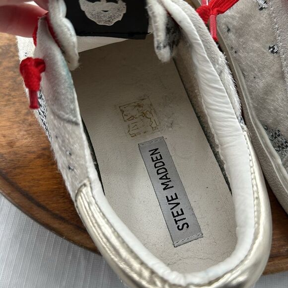 Steve Madden Shoes Wm 10 M Philosophy Lace Up Star Houndstooth Metallic Gold - Picture 12 of 13